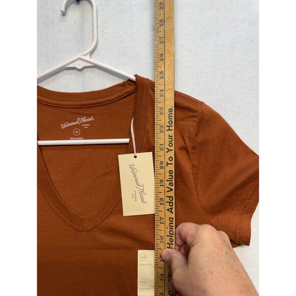 Universal Thread Rust Orange Short Sleeve V-Neck Womens T-Shirt XS - Picture 5 of 5